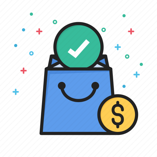 Bag, dollar, money, package, shopping, tick icon - Download on Iconfinder