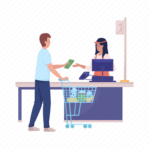 Customer at checkout, pay to cashier, grocery shopping, cash payment icon - Download on Iconfinder