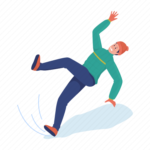 Falling man, slippery weather, wintertime, common situation icon - Download on Iconfinder