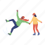 couple in skates, ice skating, man falling, man slipping 