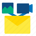 communication, envelope, image, mail, message, multimedia, video