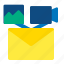 communication, envelope, image, mail, message, multimedia, video 