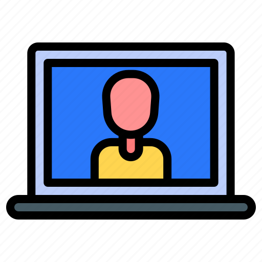 Video call, telecommunication, laptop, online, user icon - Download on Iconfinder