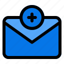 add, message, envelope, plus, mail