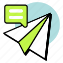 paper plane, send, fly, message, mail