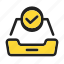 box, checklist, done, email, letter, mail, storage icon 