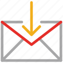 down arrow, mail, mail sign, received mail