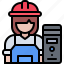 worker, woman, system, unit, computer, technology, shop, tower, pc 