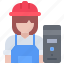 worker, woman, system, unit, computer, technology, shop, tower, pc 