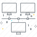 computer, desktop computer, mobile phone, network, sync icon, synchronize, technology 