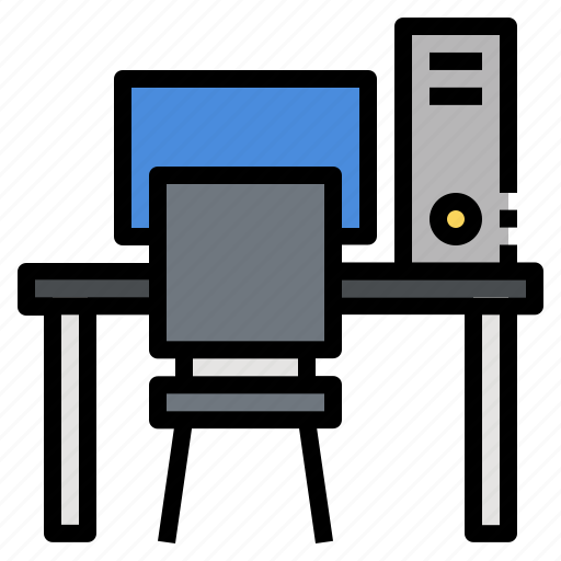 Work, station, desk, computer, office, study icon - Download on Iconfinder
