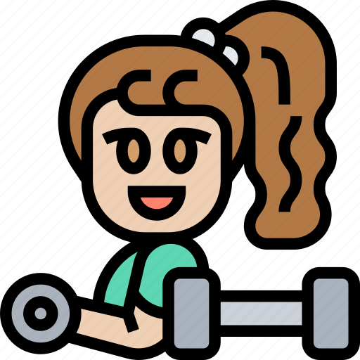 Dumbbells, weightlifting, woman, fitness, beautiful icon - Download on Iconfinder
