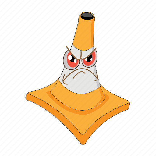 Angry, cone, traffic, cartoon, emoticon, face, transportation icon - Download on Iconfinder