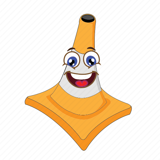 Cone, traffic, cartoon, emoticon, face, happy, transportation icon - Download on Iconfinder