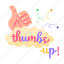 thumbs up, appreciate, typography words, typography letters, hand gesture 