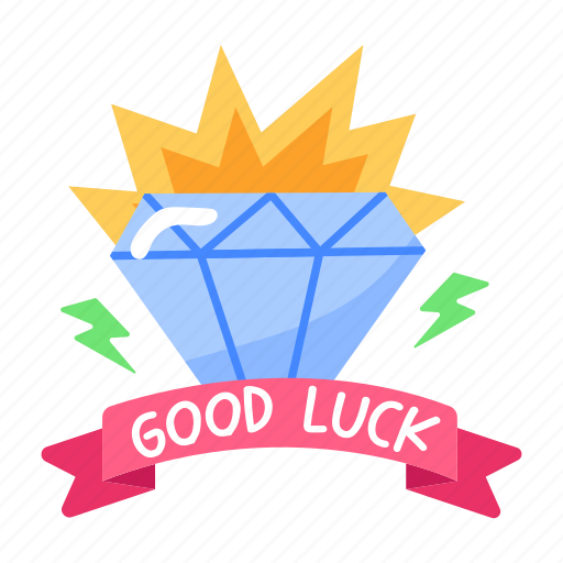 Diamond, good luck, luck typography, precious jewel, gemstone sticker - Download on Iconfinder