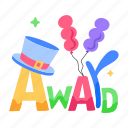 award, award word, award text, hat, typography word
