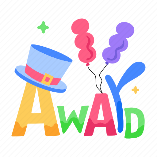 Award, award word, award text, hat, typography word sticker - Download on Iconfinder