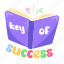 key of success, reading book, open book, typography words, typography letters 