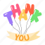thank you, alphabetical balloons, typography words, typography letters, alphabets 