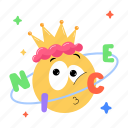 king emoji, nice word, emoji face, crown emoji, emoticon