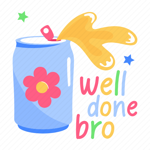 Soda can, well done, appreciation, juice can, typography words sticker - Download on Iconfinder