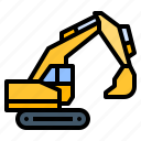 construction, craw, excavator, vehicle