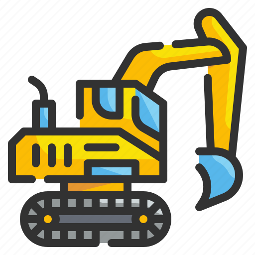Construction, digger, excavate, excavator, tractor, transportation, vehicle icon - Download on Iconfinder