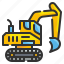 construction, digger, excavate, excavator, tractor, transportation, vehicle 