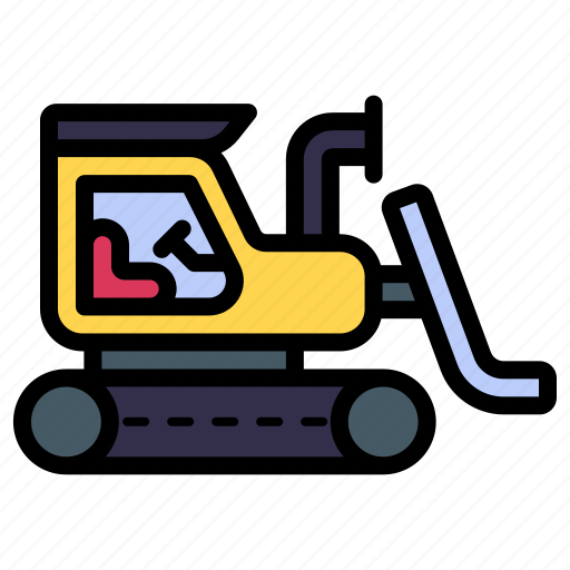 Bulldozer, excavator, construction, heavy vehicle, transportation icon - Download on Iconfinder