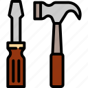 screw, driver, repair, hammer, construction, worker, tool