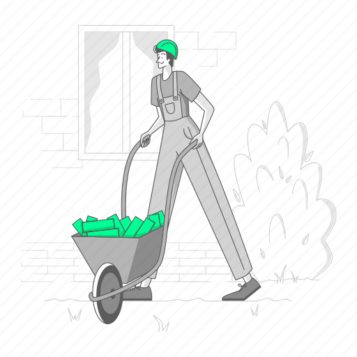 Building, construction, repair, equipment, house, cart, bricks illustration - Download on Iconfinder