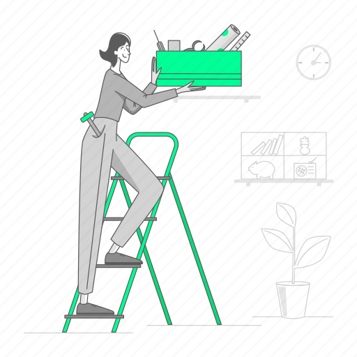 Tools, construction, building, equipment, home, stairs, renovation illustration - Download on Iconfinder