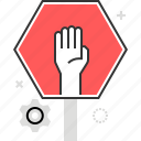 caution, hand, restriction, safety, sign, stop, traffic