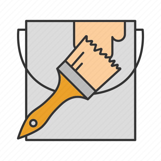 Brush, bucket, paint, paint bucket, paintbrush, painting icon - Download on Iconfinder