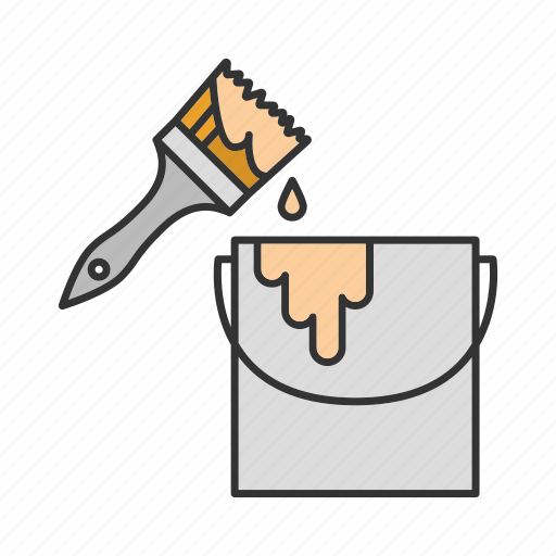 Brush, construction, paint, paint bucket, paintbrush, painting icon - Download on Iconfinder