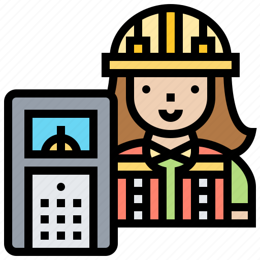 Building, checking, engineer, inspection, woman icon - Download on Iconfinder