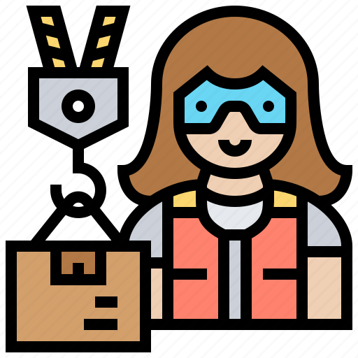 Deliver, lifting, package, warehouse, woman icon - Download on Iconfinder