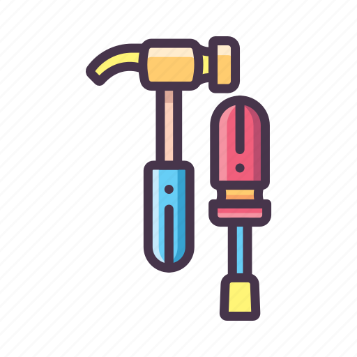 Construction, hammer, repair, repairman, screwdriver, tools, utility icon - Download on Iconfinder