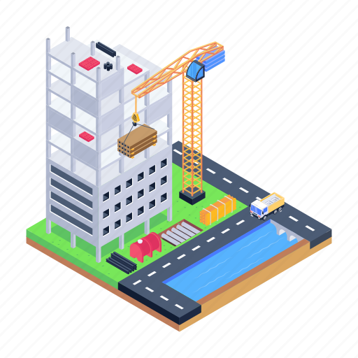 Under construction, construction site, construction area, construction building, construction machinery icon - Download on Iconfinder