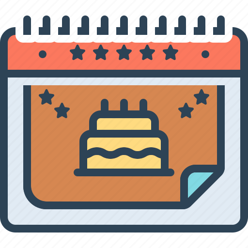 Birthday, cake, calendar, reminder, celebration, date of birth, natal day icon - Download on Iconfinder