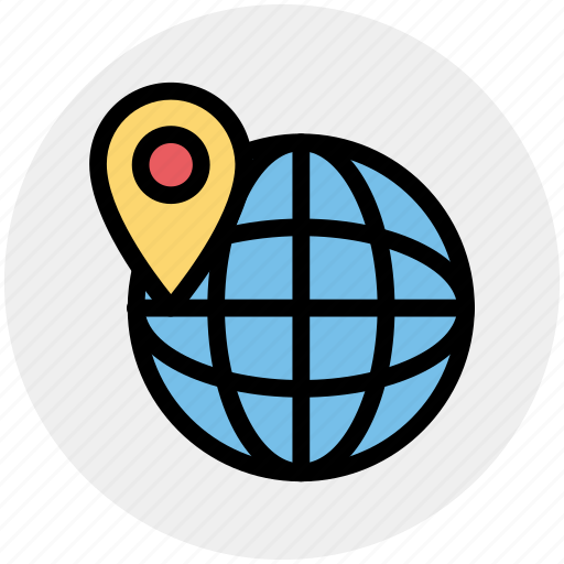 Direction, globe, map, map pin, world, world location, world map icon - Download on Iconfinder