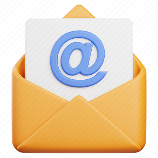 Email, mail, envelope, message, letter, open, arroba 3D illustration - Download on Iconfinder