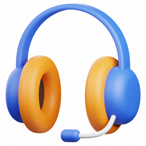 Headset, headphone, earphone, support, customer service, call center, music 3D illustration - Download on Iconfinder