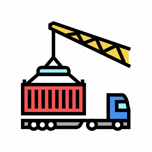 Crane, loading, container, truck, port, tool icon - Download on Iconfinder