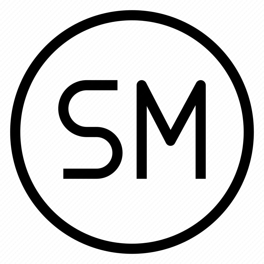 Значок SM. SM trademark. Знак ТМ И R.