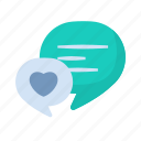 chat, heart, like, message, social media