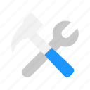 hammer, settings, tools, tools button
