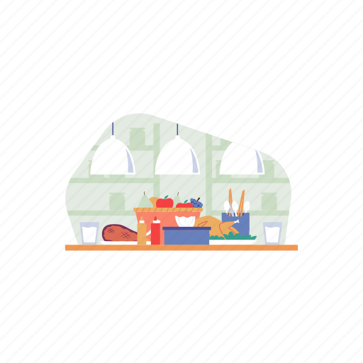 Dining, room, house, food, fork, fruit, table illustration - Download on Iconfinder