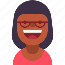 african, american, avatar, business, glasses, smile, woman